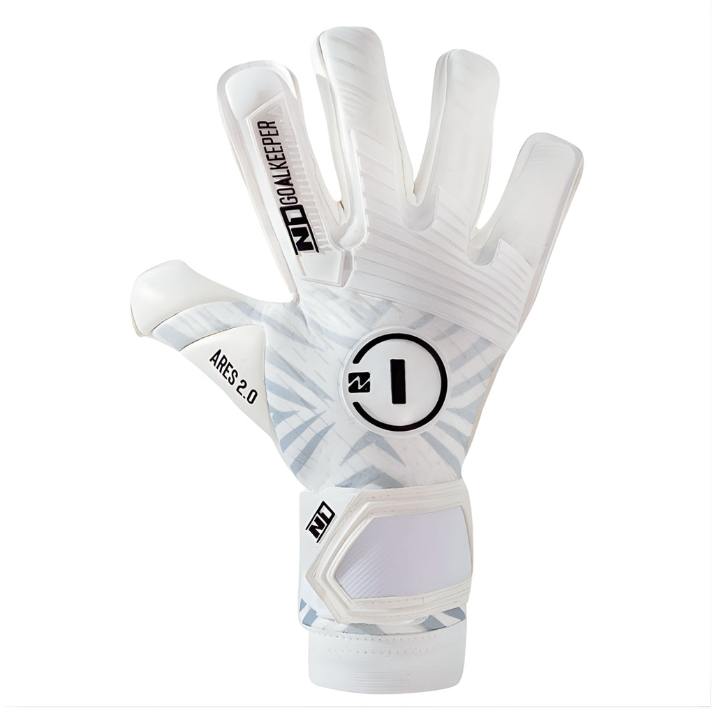N1 Ares 2.0 All White Pro Goalkeeper Gloves with 4mm UGT+ II German Latex