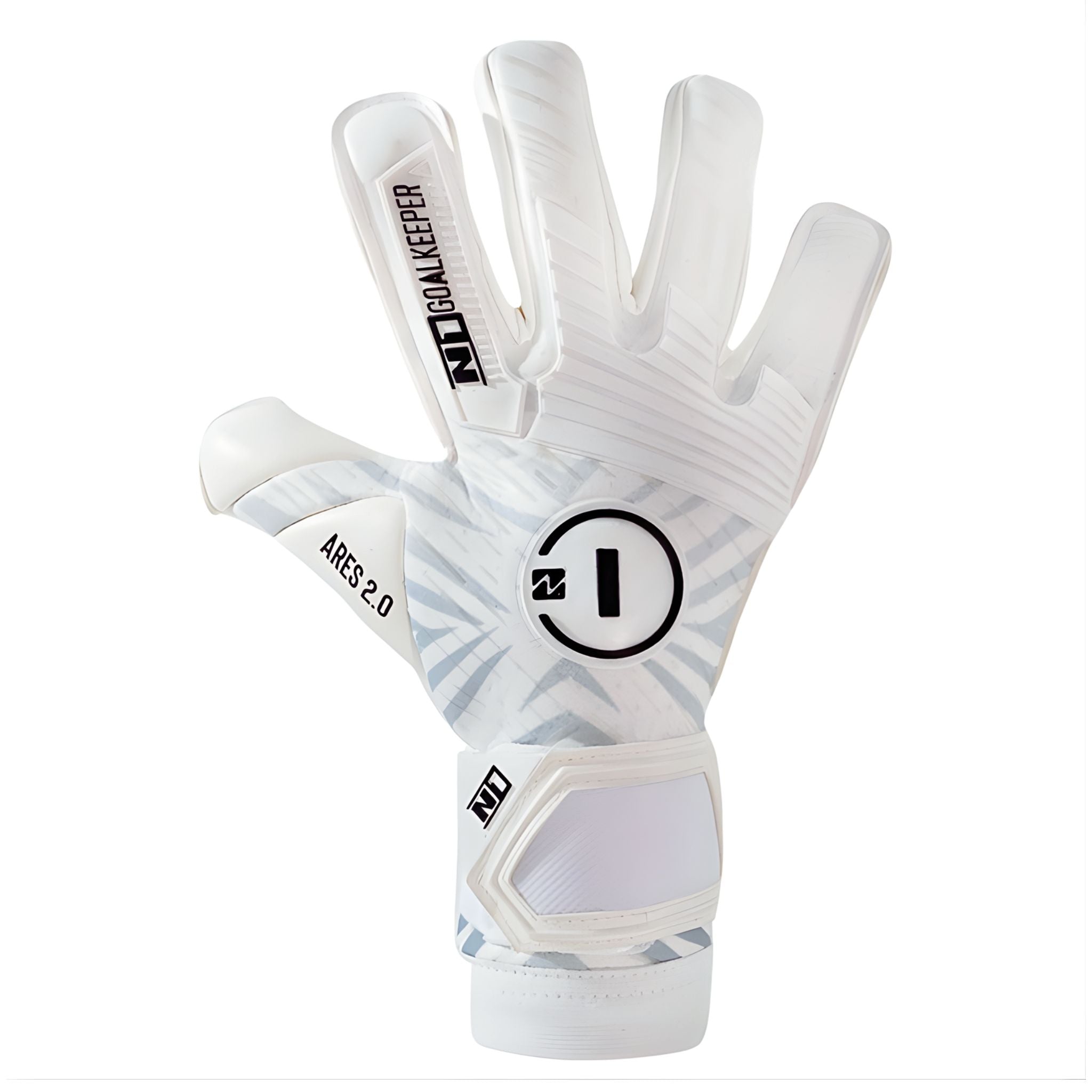 N1 Ares 2.0 All White Pro Goalkeeper Gloves with 4mm UGT+ II German Latex