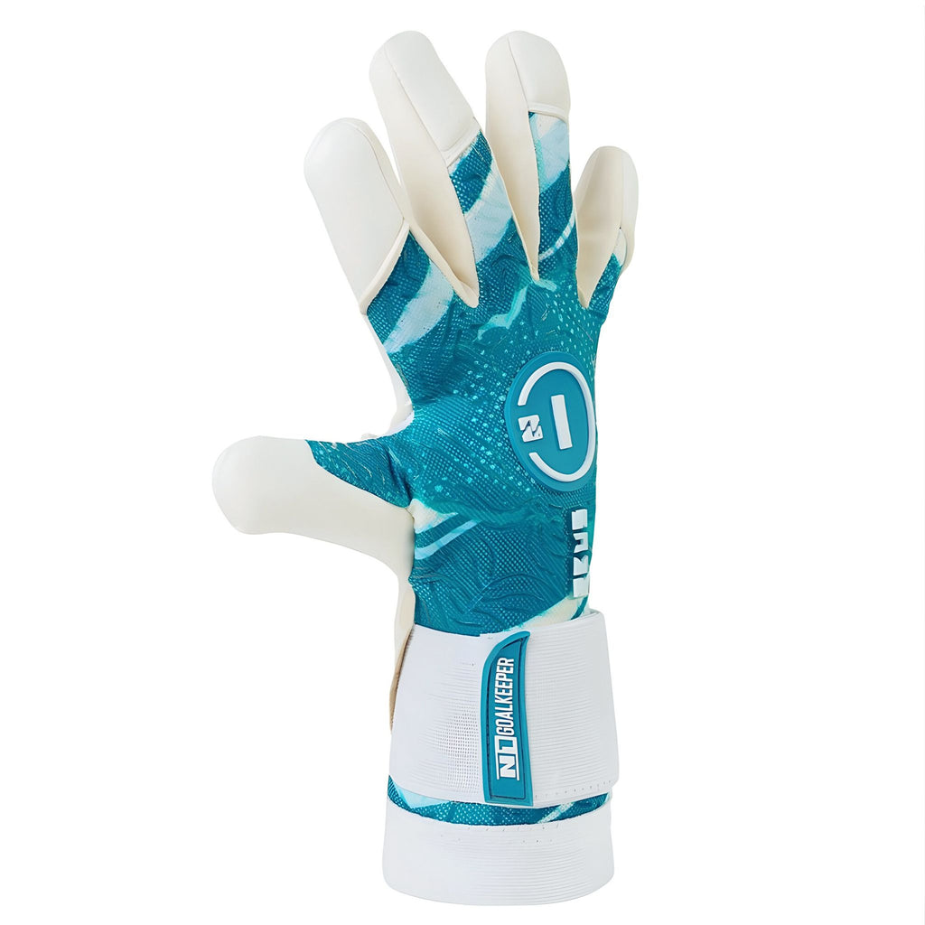Side profile of N1 Zeus 2.0 Breeze goalkeeper glove highlighting the seamless AirFlex Pro backhand and snug Vapor Negative Cut fit.