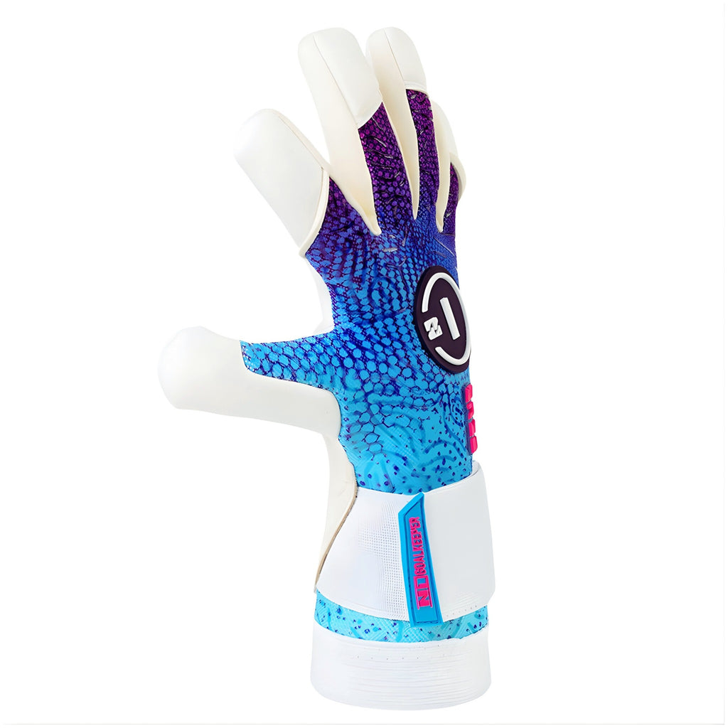 Side profile of N1 Zeus 2.0 galaxy goalkeeper glove highlighting the seamless AirFlex Pro backhand and snug Vapor Negative Cut fit.